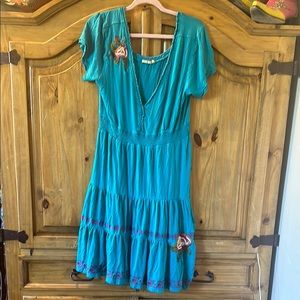 Teal Embroidered Women's Dress